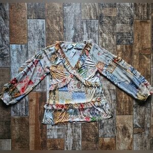 Tiny Brand NWT Size Small Patchwork Ruffle Blouse| Boho Cottagecore Prairie Top